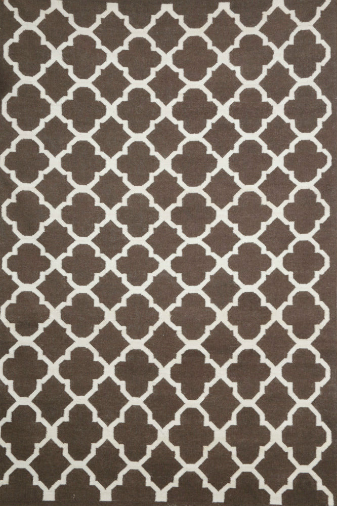 BROWN IVORY MOROCCAN HAND WOVEN DHURRIE