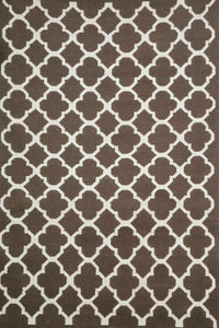BROWN IVORY MOROCCAN HAND WOVEN DHURRIE by Imperial Knots - Image 1