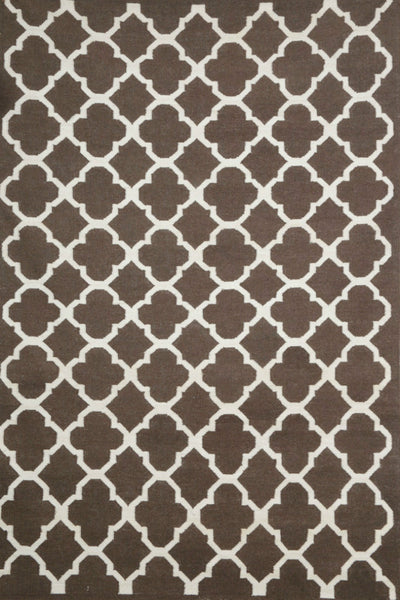 BROWN IVORY MOROCCAN HAND WOVEN DHURRIE