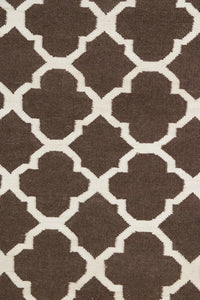 BROWN IVORY MOROCCAN HAND WOVEN DHURRIE by Imperial Knots - Image 2