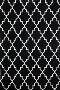 BLACK AND WHITE MOROCCAN HAND WOVEN DHURRIE by Imperial Knots - Image 1
