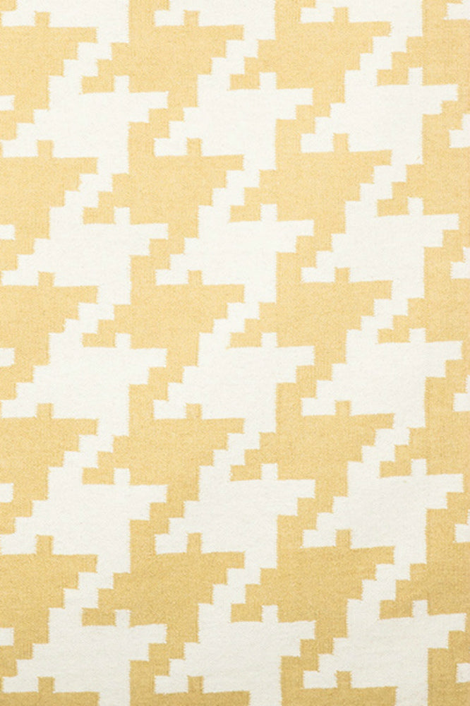 YELLOW HOUNDSTOOTH HAND WOVEN DHURRIE - Imperial Knots