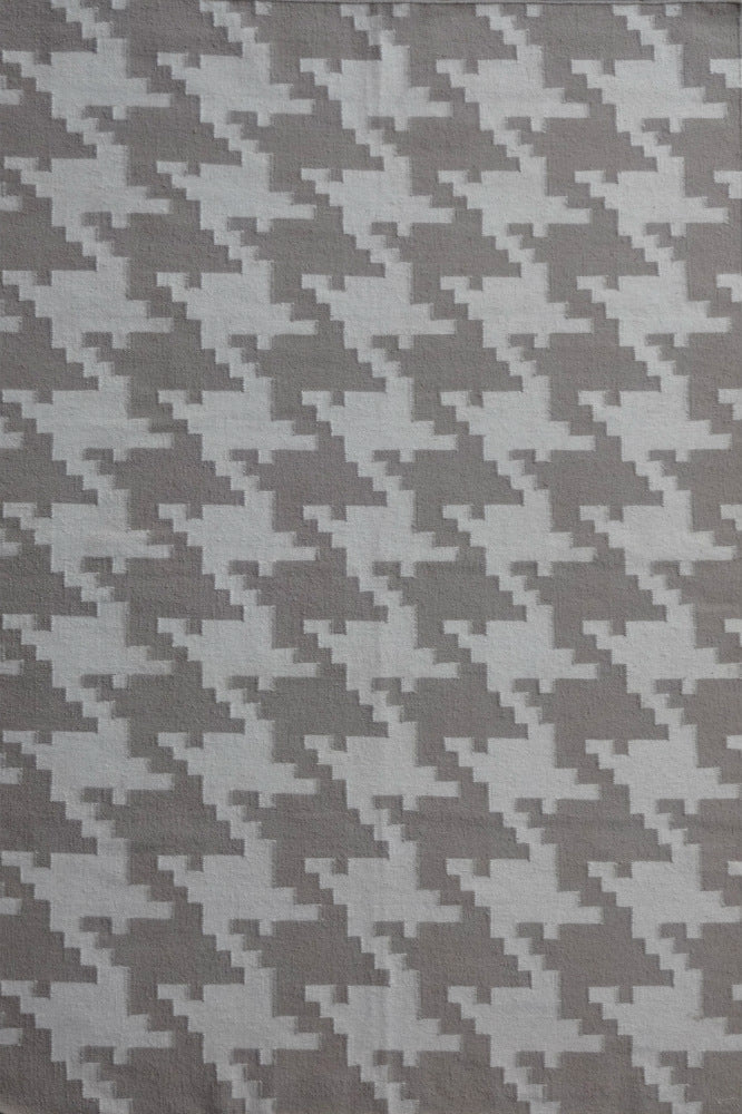 GREY AND IVORY GEOMETRIC HAND WOVEN DHURRIE