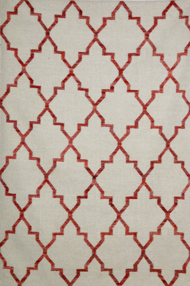 BEIGE MAROON MOROCCAN HAND WOVEN DHURRIE