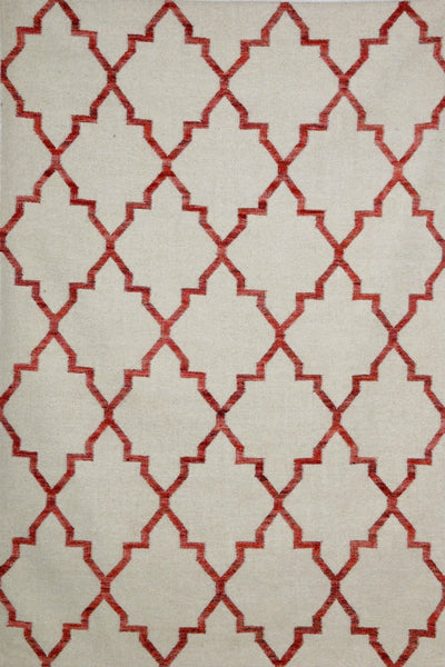 BEIGE MAROON MOROCCAN HAND WOVEN DHURRIE