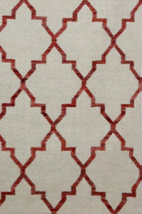 BEIGE MAROON MOROCCAN HAND WOVEN DHURRIE by Imperial Knots - Image 2