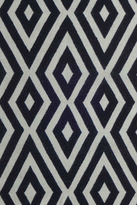 BLACK AND IVORY GEOMETRIC HAND WOVEN DHURRIE by Imperial Knots - Image 2