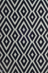 BLACK AND IVORY GEOMETRIC HAND WOVEN DHURRIE by Imperial Knots - Image 1