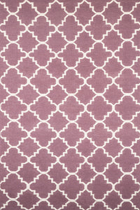 PURPLE AND IVORY MOROCCAN HAND WOVEN DHURRIE by Imperial Knots - Image 1