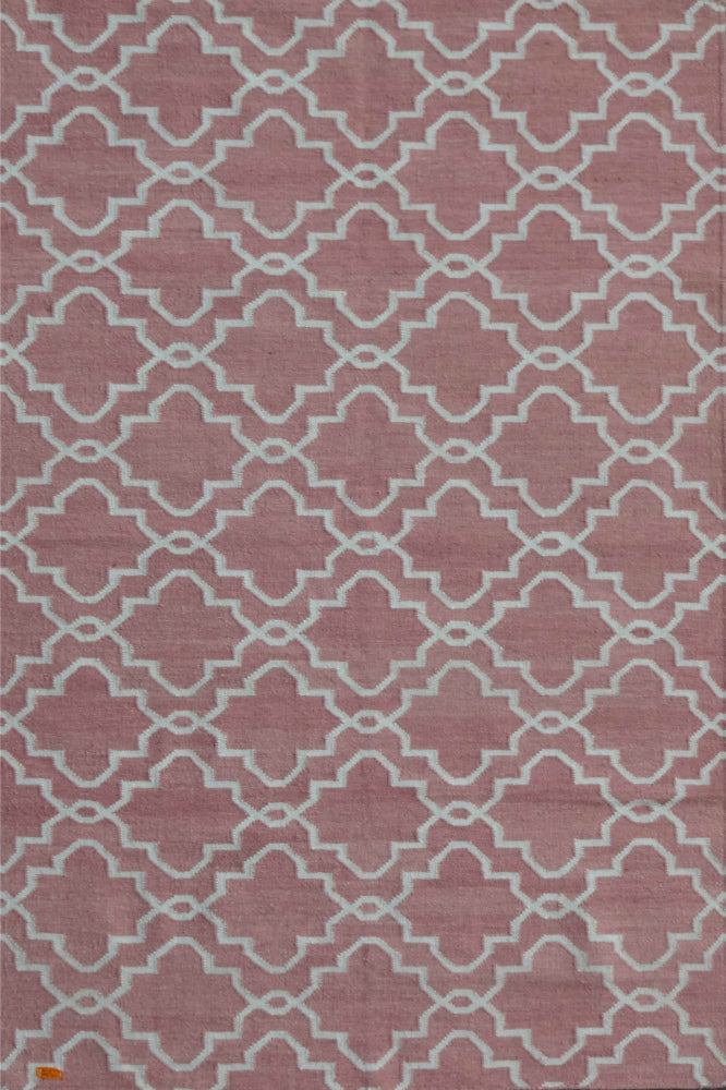 PINK AND IVORY MOROCCAN HAND WOVEN DHURRIE