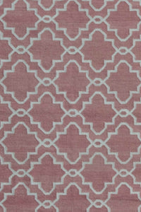 PINK AND IVORY MOROCCAN HAND WOVEN DHURRIE by Imperial Knots - Image 2