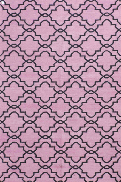 PINK AND BLACK MOROCCAN HAND WOVEN DHURRIE