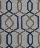 GREY AND BLUE GEOMETRIC HAND WOVEN DHURRIE