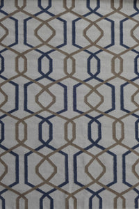 GREY AND BLUE GEOMETRIC HAND WOVEN DHURRIE by Imperial Knots - Image 1