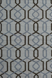 Grey and ivory geometric hand woven dhurrie wool hand-woven rug for bedroom