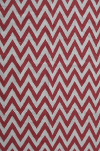 RED AND IVORY CHEVRON HAND WOVEN DHURRIE by Imperial Knots - Image 1