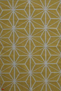 Yellow and ivory geometric hand woven dhurrie wool hand-woven rug for bedroom