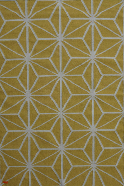 YELLOW AND IVORY GEOMETRIC HAND WOVEN DHURRIE