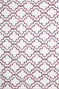 Ivory purple moroccan hand woven dhurrie wool hand-woven rug for bedroom