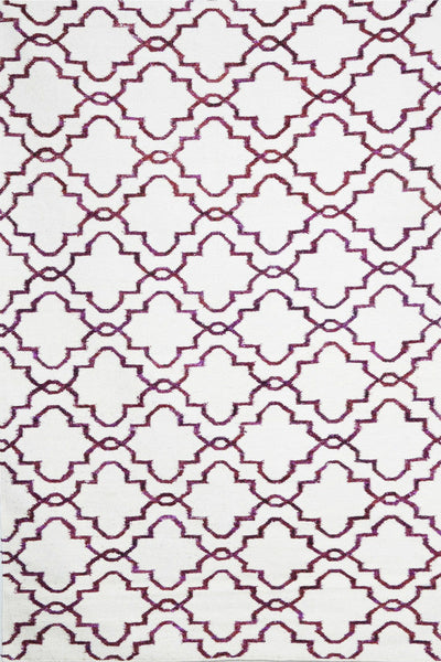 IVORY PURPLE MOROCCAN HAND WOVEN DHURRIE