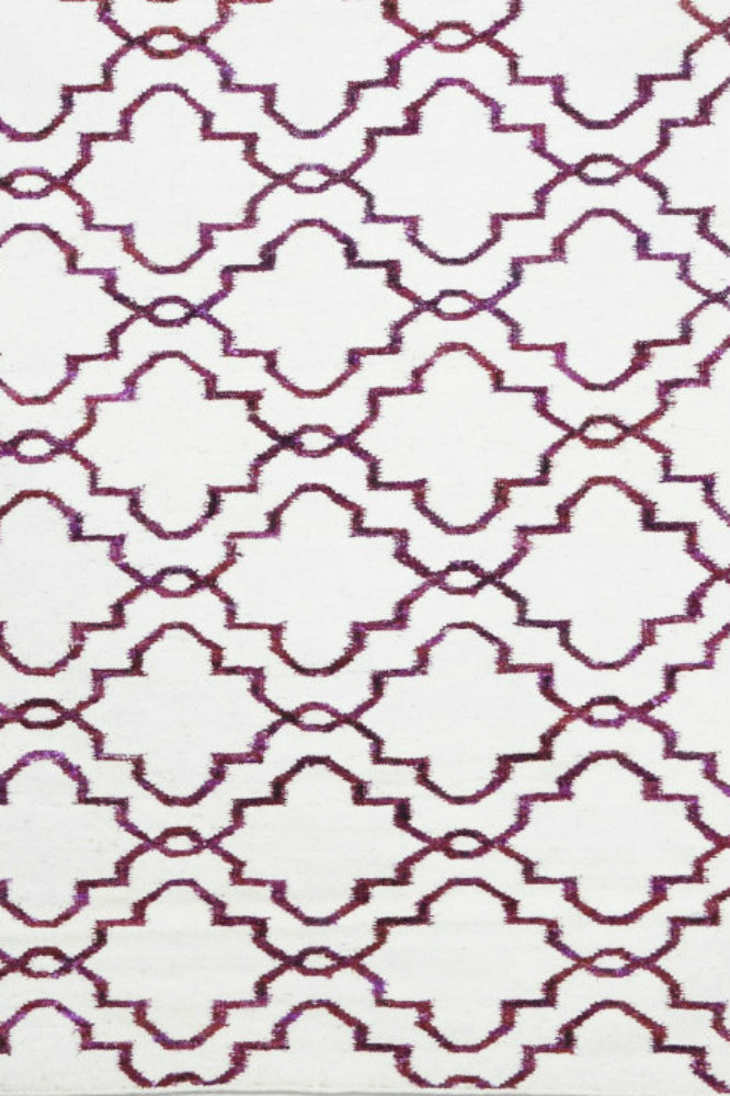 IVORY PURPLE MOROCCAN HAND WOVEN DHURRIE - Imperial Knots