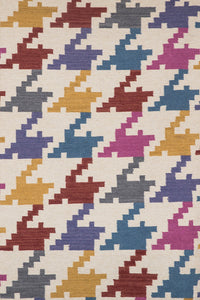 MULTICOLOR HOUNDSTOOTH HAND WOVEN DHURRIE by Imperial Knots - Image 1