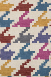 MULTICOLOR HOUNDSTOOTH HAND WOVEN DHURRIE by Imperial Knots - Image 3