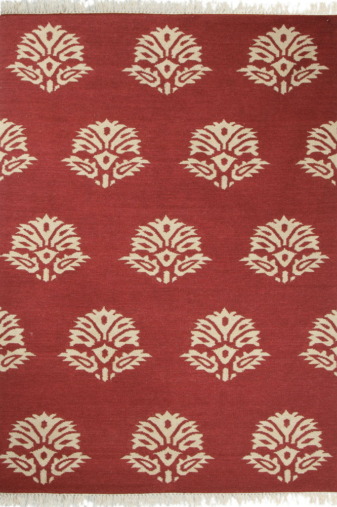 RED PAISLEY HAND WOVEN DHURRIE
