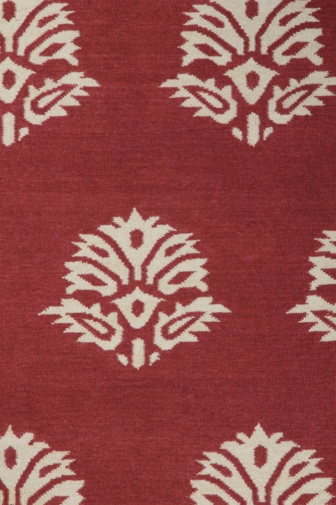 RED PAISLEY HAND WOVEN DHURRIE - Imperial Knots