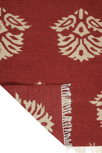RED PAISLEY HAND WOVEN DHURRIE by Imperial Knots - Image 4