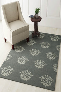 GREY IVORY PAISLEY HAND WOVEN DHURRIE by Imperial Knots - Image 2