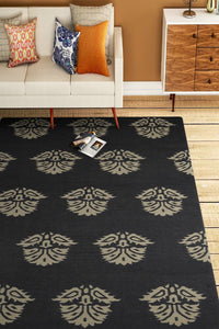 GREY IVORY PAISLEY HAND WOVEN DHURRIE by Imperial Knots - Image 2