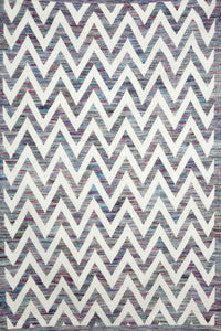 BLUE CHEVRON HAND WOVEN DHURRIE by Imperial Knots - Image 1