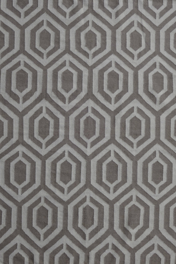 GREY AND IVORY GEOMETRIC HAND WOVEN DHURRIE