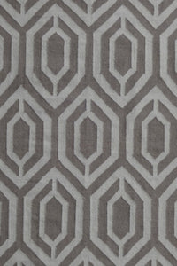 GREY AND IVORY GEOMETRIC HAND WOVEN DHURRIE by Imperial Knots - Image 2