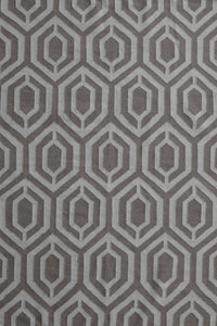 Grey and ivory geometric hand woven dhurrie wool hand-woven rug for bedroom