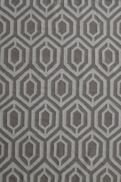 GREY AND IVORY GEOMETRIC HAND WOVEN DHURRIE
