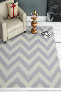 PURPLE IVORY CHEVRON HAND WOVEN DHURRIE by Imperial Knots - Image 2