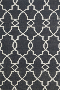 CHARCOAL TRELLIS HAND WOVEN DHURRIE by Imperial Knots - Image 1
