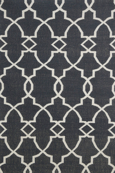 CHARCOAL TRELLIS HAND WOVEN DHURRIE
