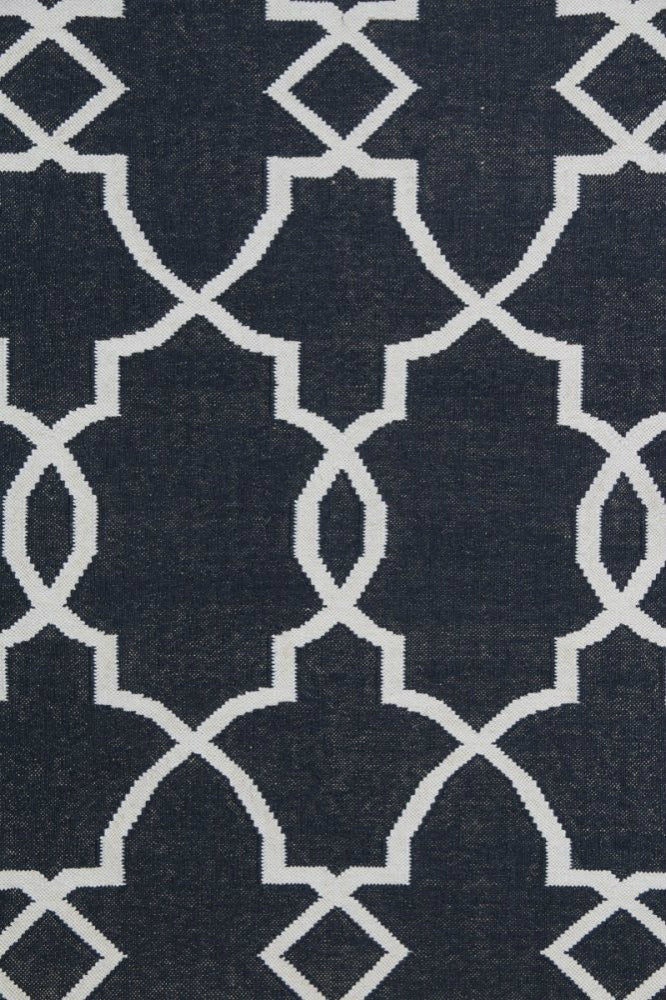 CHARCOAL TRELLIS HAND WOVEN DHURRIE - Imperial Knots