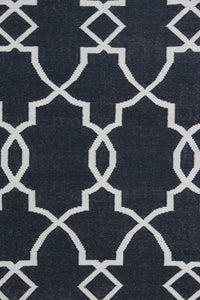 CHARCOAL TRELLIS HAND WOVEN DHURRIE by Imperial Knots - Image 2