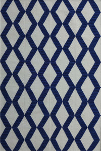 Blue and ivory geometric hand woven dhurrie wool hand-woven rug for bedroom
