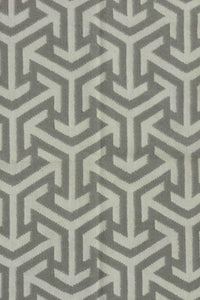 GREY AND IVORY GEOMETRIC HAND WOVEN DHURRIE by Imperial Knots - Image 2