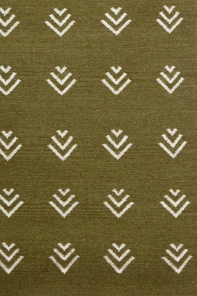 GREEN TRIBAL HAND WOVEN KILIM DHURRIE - Imperial Knots