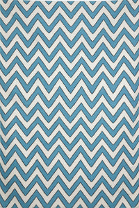 BLUE AND IVORY CHEVRON HAND WOVEN DHURRIE by Imperial Knots - Image 1