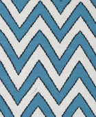 BLUE AND IVORY CHEVRON HAND WOVEN DHURRIE - Imperial Knots