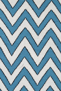 BLUE AND IVORY CHEVRON HAND WOVEN DHURRIE by Imperial Knots - Image 2