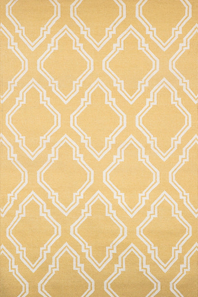 YELLOW AND IVORY MOROCCAN HAND WOVEN DHURRIE