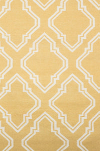 YELLOW AND IVORY MOROCCAN HAND WOVEN DHURRIE by Imperial Knots - Image 3
